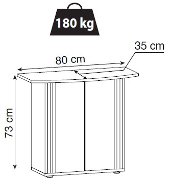 AQUAEL - подставка под AluDekor 80 фигурная черная, 80х35х73см. (ДСП, 2 дверцы, металл.декор) 105559 - фото 17469