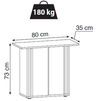AQUAEL Подставка под аквариум прямая черная, 80х35х73см. Изготовлено из ДСП, 2 дверцы, металлический декор. (Польша) 105711 - фото 18092