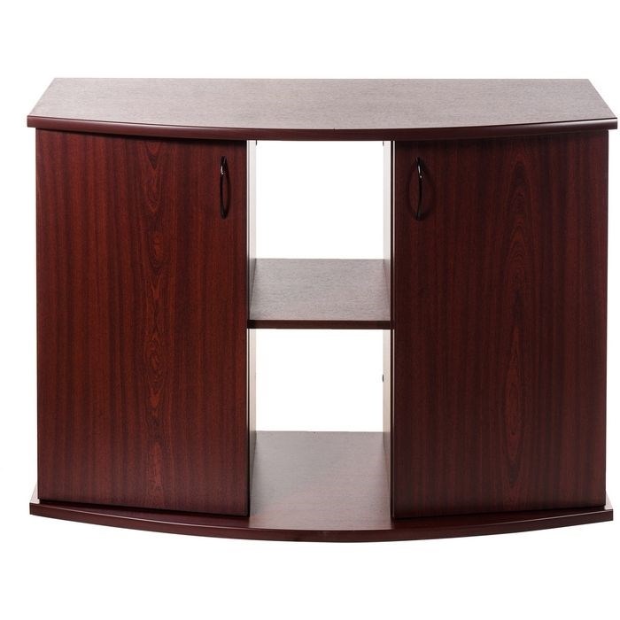 Aquaplus тумба фигурная 120*40*70, цвет махагон, с двумя тонированными стеклянными дверцами+МДФ 211234 - фото 18316