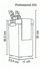 Hydor Professional Filter 350 - внешний фильтр для аквариумов от 220 до 350 литров C02300 - фото 19578