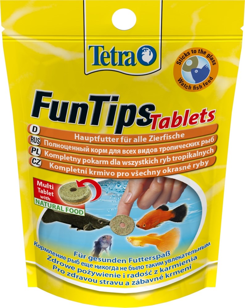 Tetra FunTips Tablets 20 таб. - корм-лакомство для всех видов рыб 254305 - фото 22138