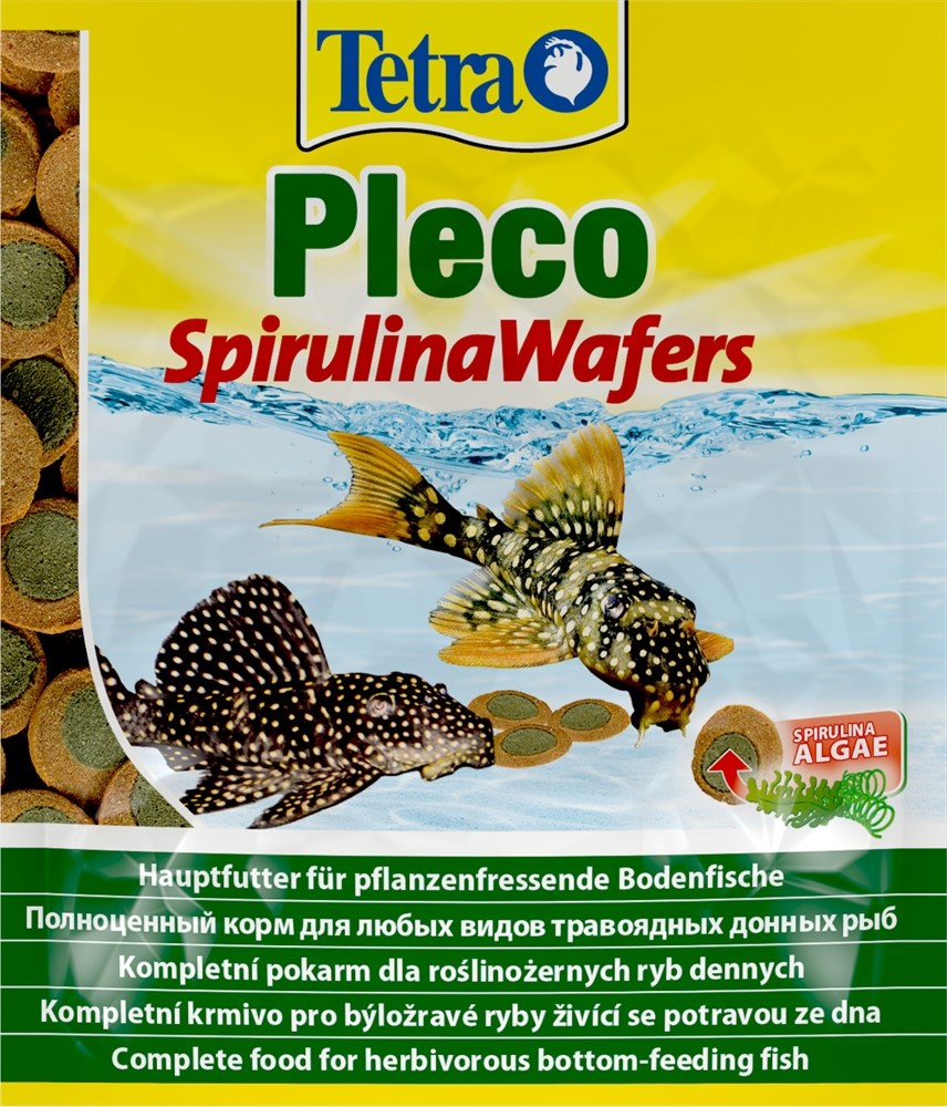 Tetra Pleco Spirulina Wafers 15 г (пакетик) - корм для крупных травоядных донных рыб Tet-281899 - фото 22537