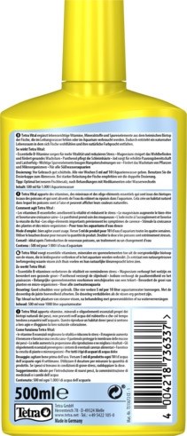 Tetra Vital 500 мл - препарат с витаминами и жизненно важными веществами для здоровья аквариумных рыб Tet-736337 - фото 22830