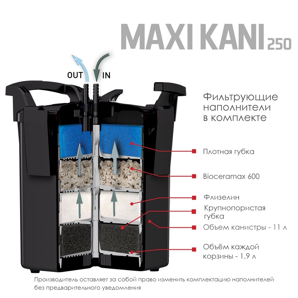 AQUAEL MAXI KANI 250 - внешний фильтр для аквариумов от 150 до 250 литров 120017 - фото 24700