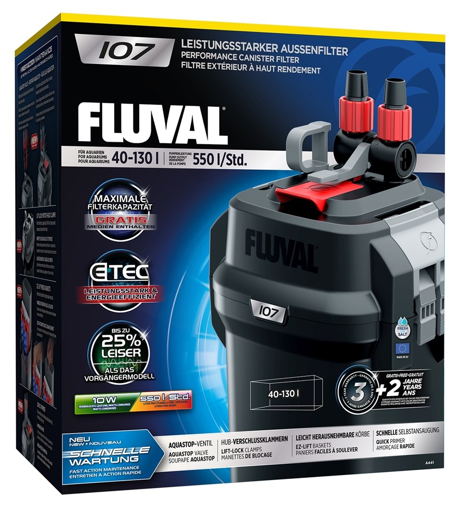 Fluval 107 - внешний фильтр для аквариумов от 40 до 130 литров H044010 - фото 25359