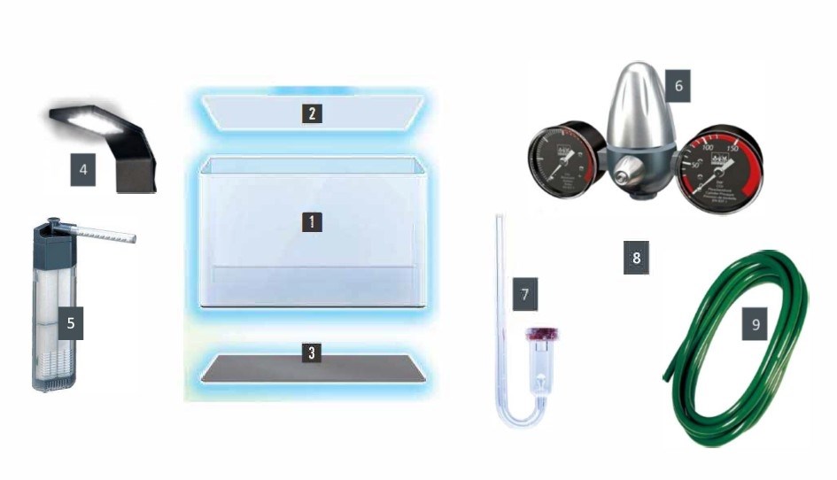 Dennerle Nano Scaper's Tank Basic 50 Style LED Limited edition CO2 - Панорамный нано-аквариум для акваскейпинга 45х36х34 см, 50 л - с комплектом оборудования и системой подачи CO2, баллон приобретается отдельно Den-5135 - фото 25851