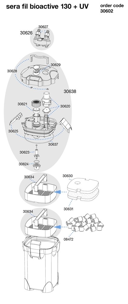 sera fil Bioactive 130 + УФ-система (5Вт) - внешний фильтр для аквариумов до 130 литров S30602 - фото 26527