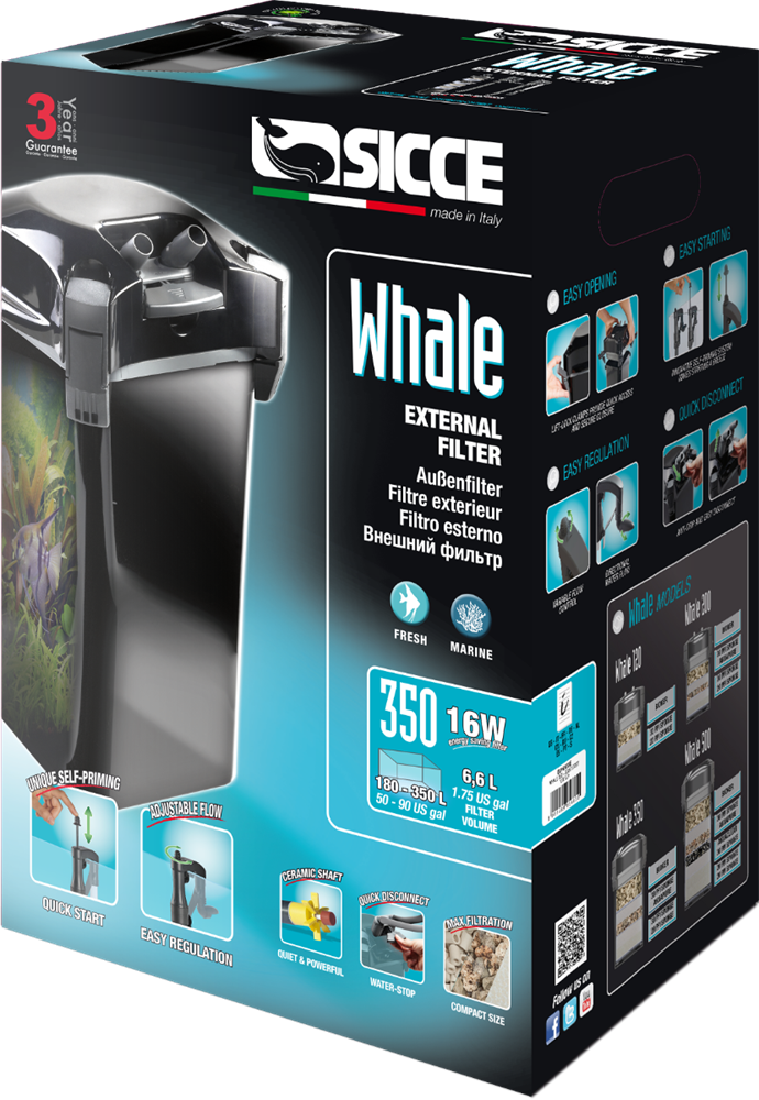 SICCE WHALE 350, 1100 л/ч, внешний фильтр + комплект EASY START, для аквариумов до 350 литров 56830 - фото 26547