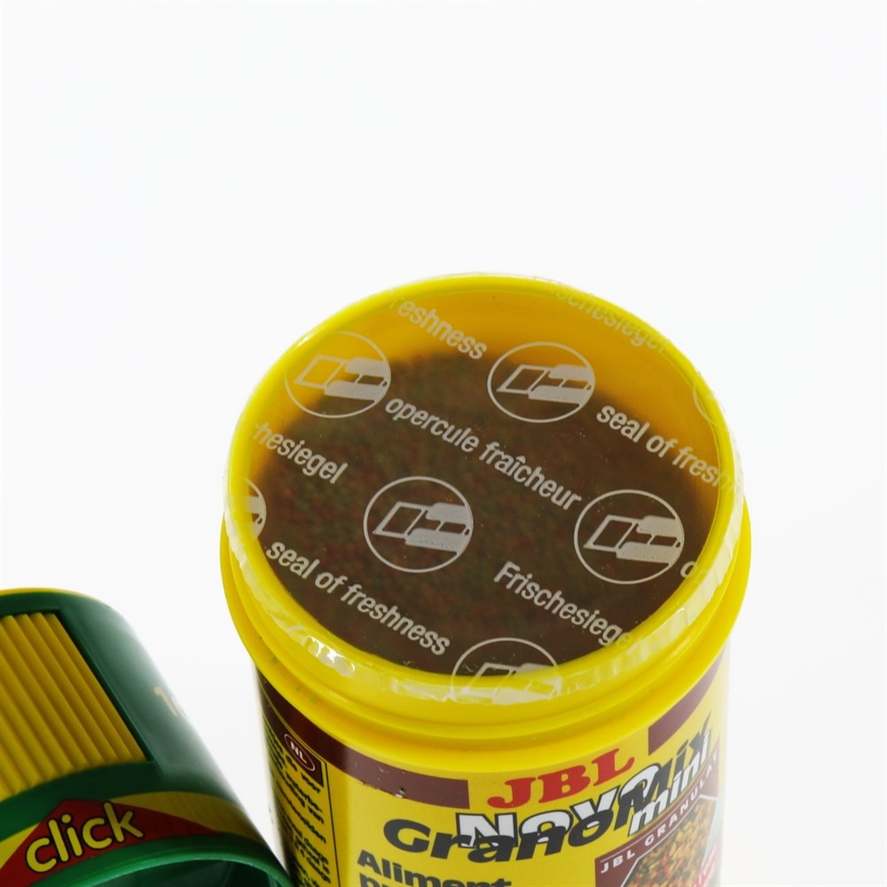 JBL NovoGranoMix mini Click 100 мл. (38 г.) - Основной корм в форме смеси мини-гранул для маленьких рыббанка с дозатором 282.3010000 - фото 26663