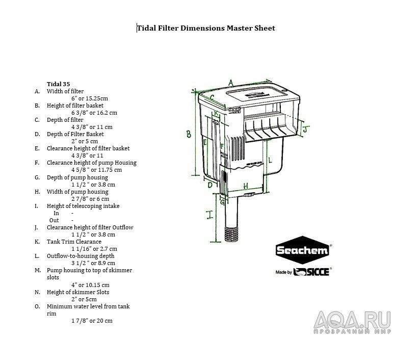 Seachem Tidal 35, 500 л/ч - рюкзачный фильтр  для аквариумов до 130л SCH-6588 - фото 27548
