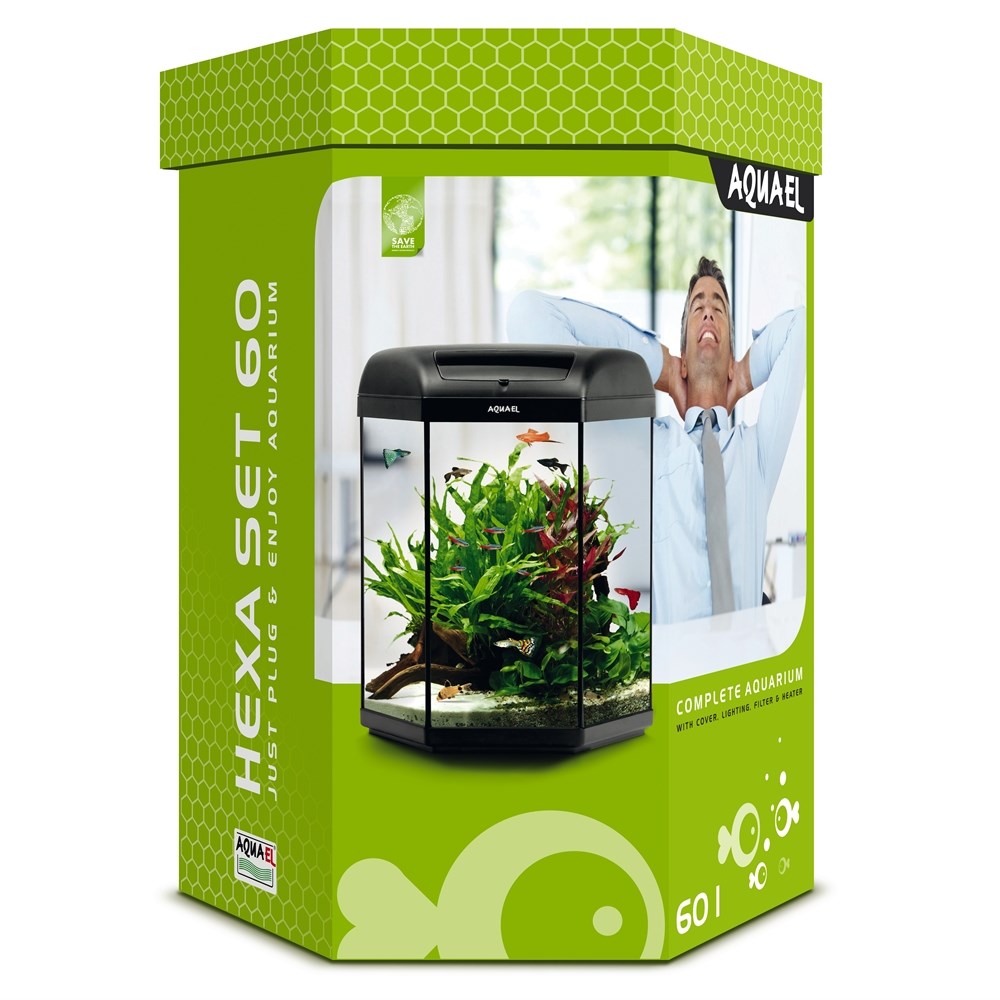 AQUAELl Hexa Set II - 60 литров (LED) - шестиугольный аквариум 124299 - фото 27758