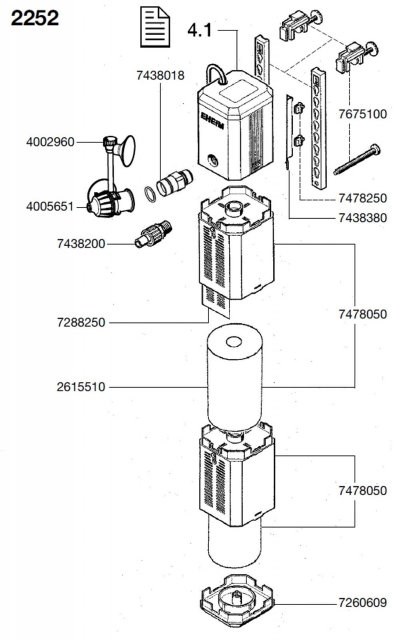 Eheim Powerline XL 2252 - мощный внутренний фильтр для аквариумов от 200 литров EM-2252020 - фото 28839