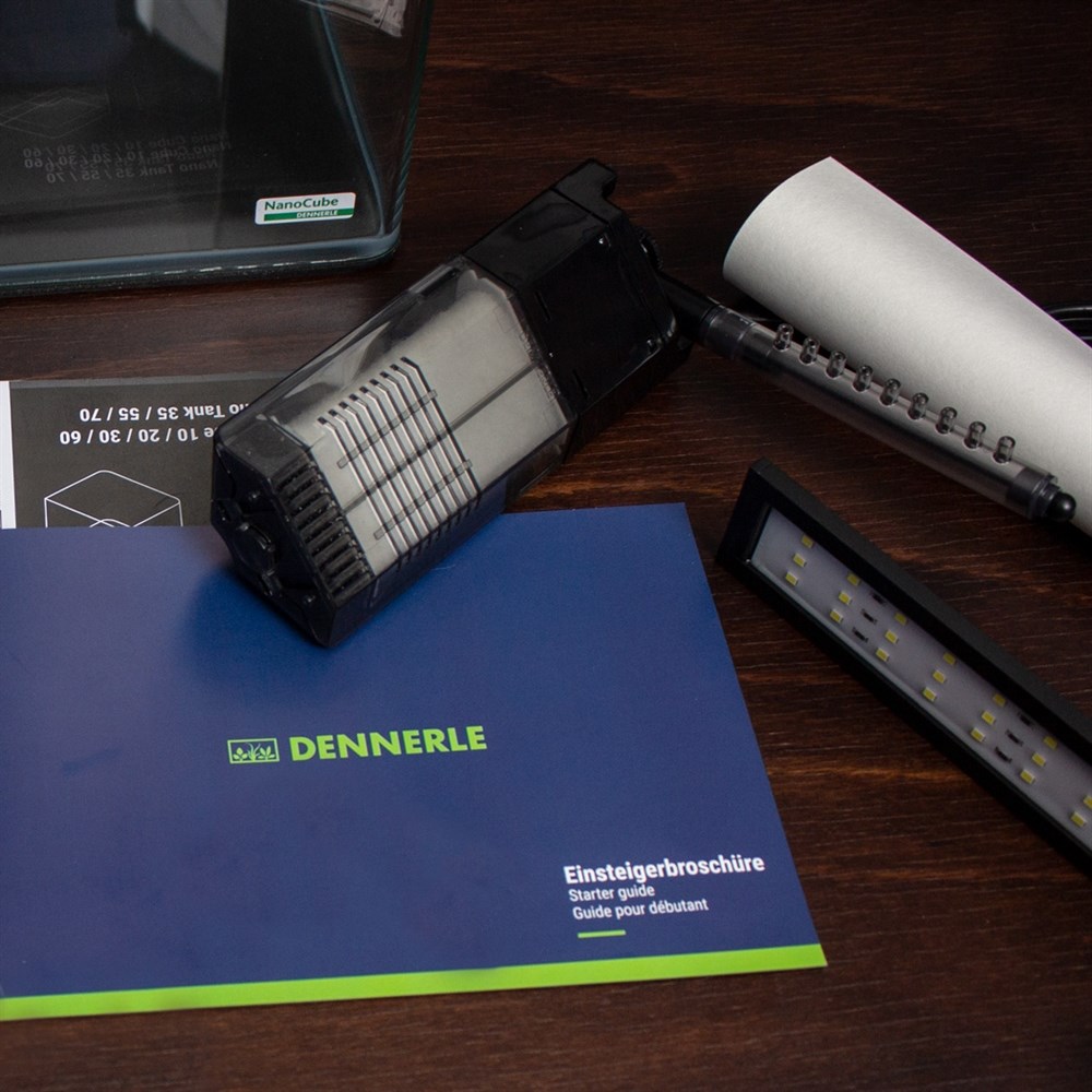 Dennerle Nano Cube Basic 20 литров - аквариум в комплекте с фильтром и светильником Chihiros C 251, передние углы скруглённые (передняя и боковые стенки из единого стекла) Den-3304 - фото 28904