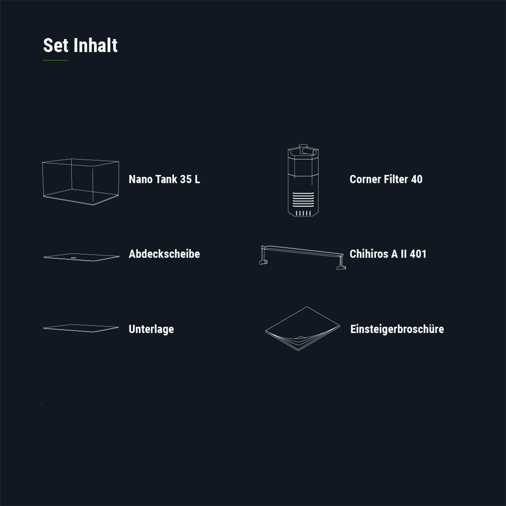 Dennerle Nano Tank Plant Pro 35 литров (в комплекте фильтр, специализированный светильник Chihiros A II 401), передние углы скруглённые (передняя и боковые стенки из единого стекла) Den-3314 - фото 28944