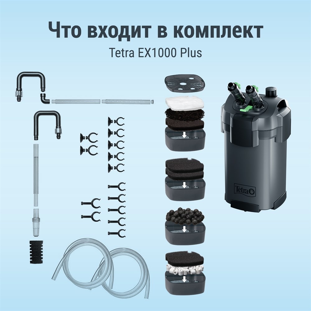 Tetra EX 1000 Plus - внешний фильтр для аквариумов от 100 до 300 литров Tet-302761 - фото 30104