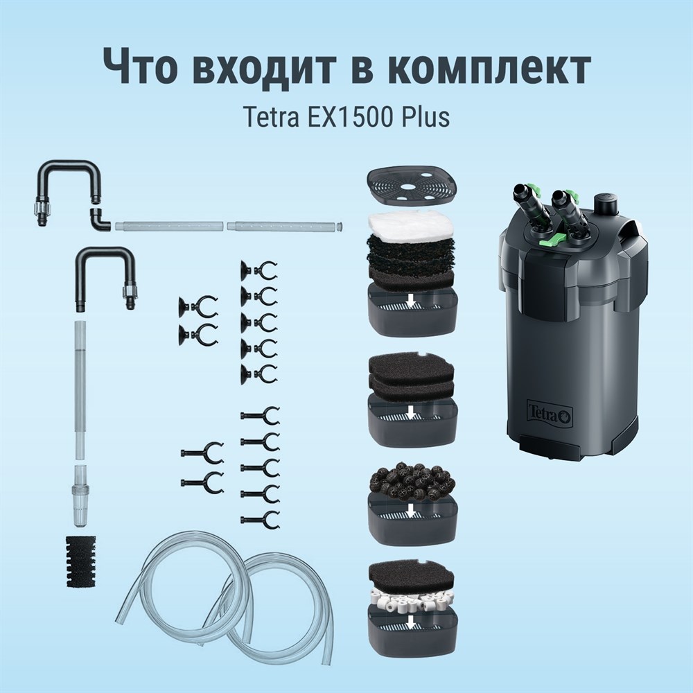 Tetra EX 1500 Plus - внешний фильтр для аквариумов от 300 до 600 литров Tet-302785 - фото 30116