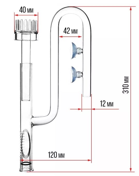 ISTA Заборник воды стеклянный совмещенный со скиммером  для внешних фильтров, для шланга 12мм IF-730 - фото 30509