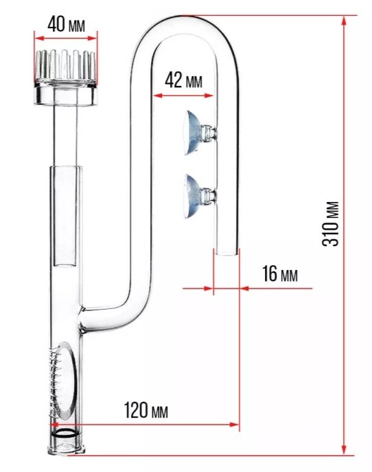 ISTA Заборник воды стеклянный совмещенный со скиммером  для внешних фильтров, для шланга 16мм IF-729 - фото 30514