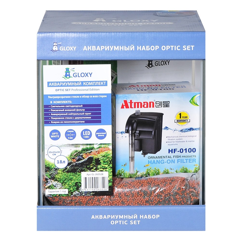 GLOXY Optic Set Professional Edition 18 литров - аквариум с оборудованием из стекла Opti White GL-263528 - фото 30837