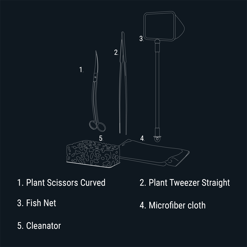 Dennerle набор для ухода за пресноводным аквариумом (ножницы, пинцет, сачок, губка, полотенце) Den-2860 - фото 30873