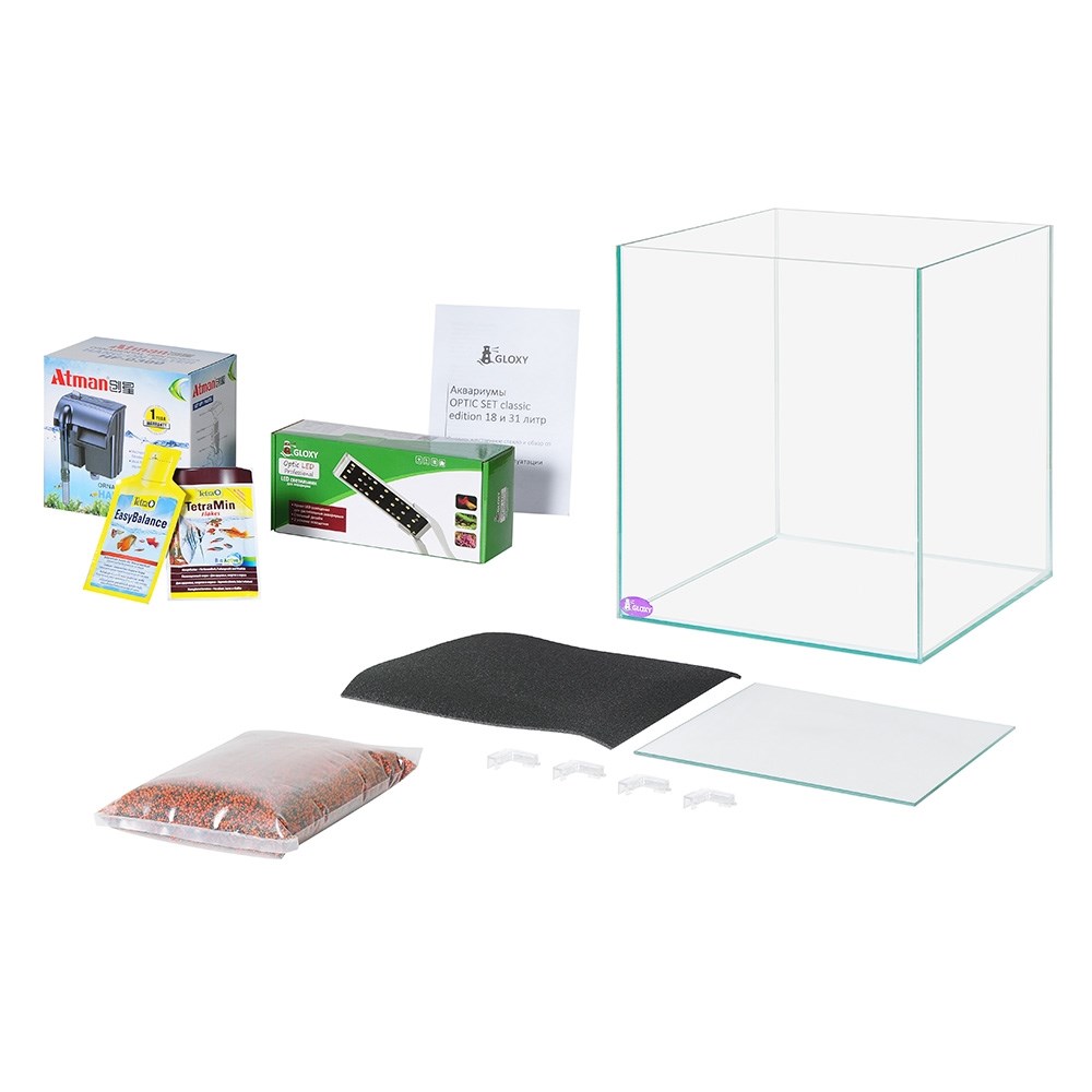 GLOXY Optic Set Professional Edition 31 литр  - аквариум с оборудованием из стекла Opti White GL-263535 - фото 31262