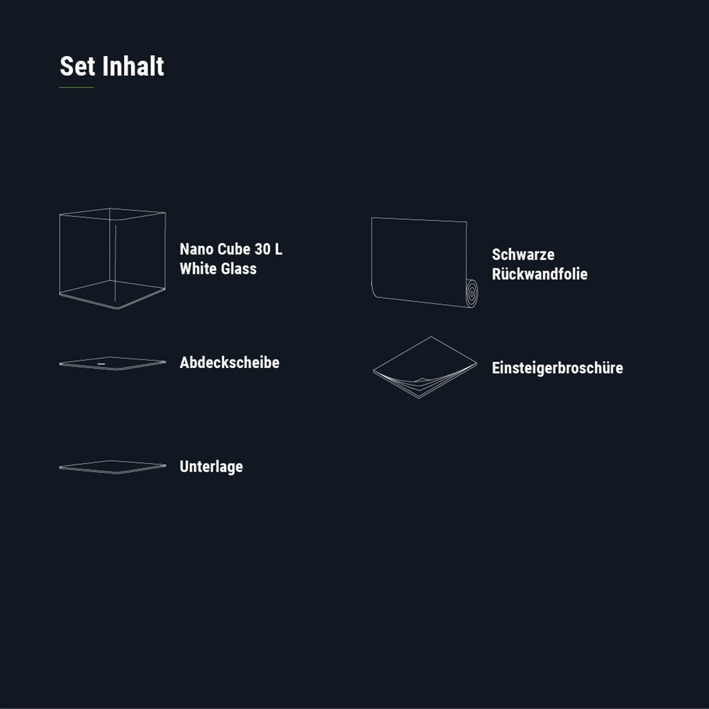 Dennerle Nano Cube White Glass 30 литров - аквариум из осветленного стекла - передние углы скруглённые (передняя и боковые стенки из единого стекла) Den-3928 - фото 31929