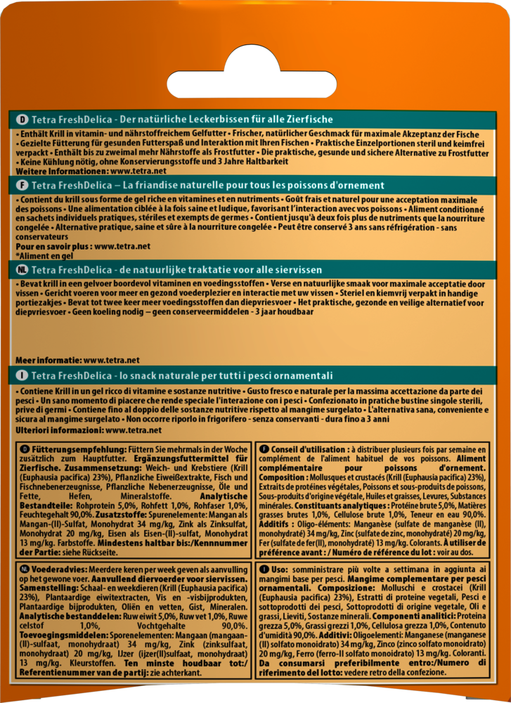 Tetra Fresh Delica Krill - криль 48 г - корм-лакомство для рыб Tet-236707 - фото 31990