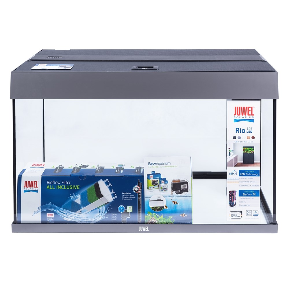 Juwel RIO 125 LED аквариум В КОМПЛЕКТЕ С ТУМБОЙ 125л серый (Grey) 81х36х50см 2х14W Фильтр Bioflow М, нагреватель 100 Вт Juw-01651 - фото 32255