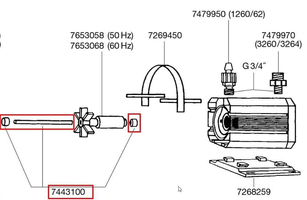 Eheim - Ось керамическая для помпы EHEIM 1060/1260/1262 (подходит для фильтров 2260) EM-7443100 - фото 32389
