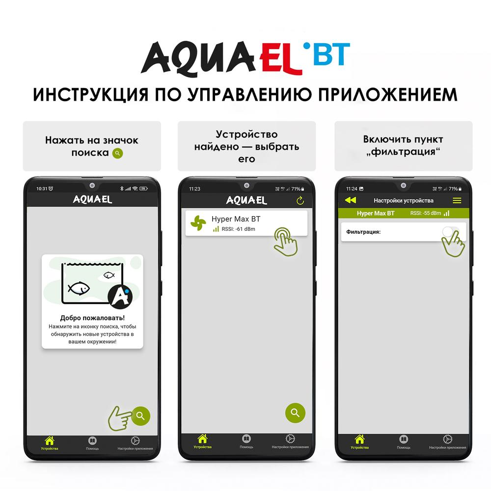 AQUAEL Hypermax-4500 BT - внешний фильтр с электронным управлением через Bluetooth для аквариумов 200-1500 литров, макс.4500 л/ч 132256 - фото 32578