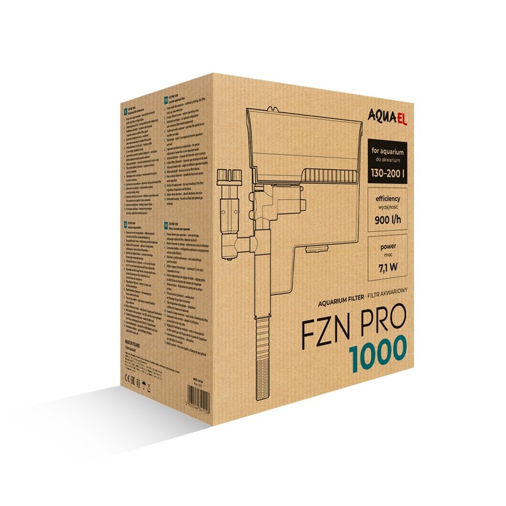 AQUAEL FZN PRO 1000 - рюкзачный фильтр (водопад) для аквариумов от 130 до 200 л, 900 л/ч 7,1 Вт 132053 - фото 32639