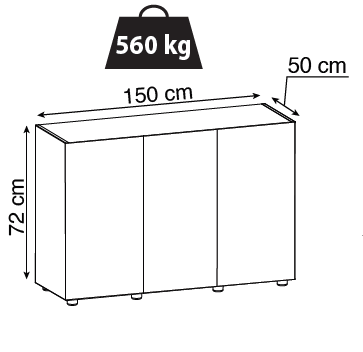 AQUAEL подставка для аквариума Glossy 150 - 150*50*73 прямая (ДСП), 3 дверцы (ДСП с накладками из акрила) 113631 - фото 32788