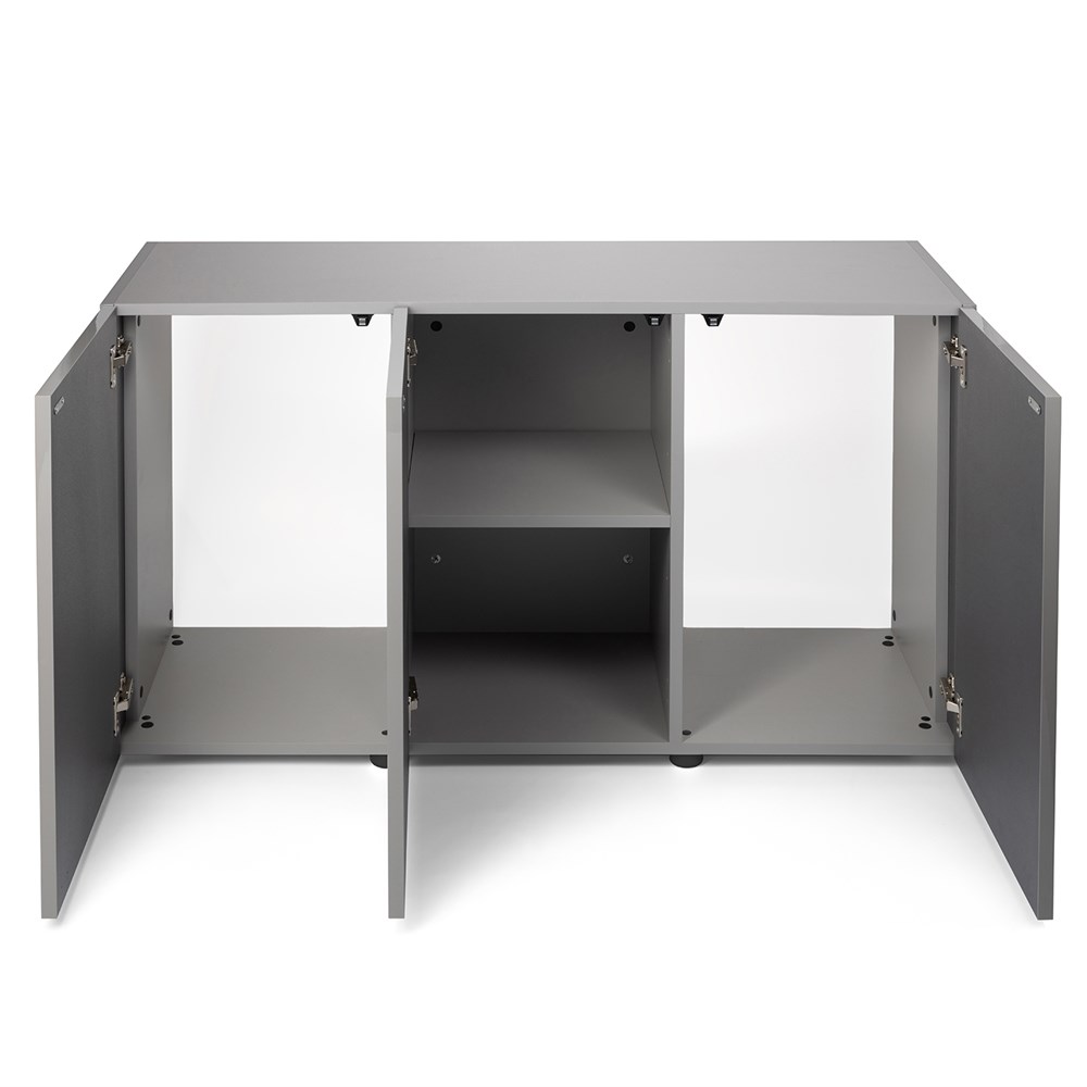 AQUAEL серая подставка для аквариума Glossy 120 - 120*40*73 прямая (ДСП), 3 дверцы (ДСП с накладками из акрила) 131433 - фото 33197