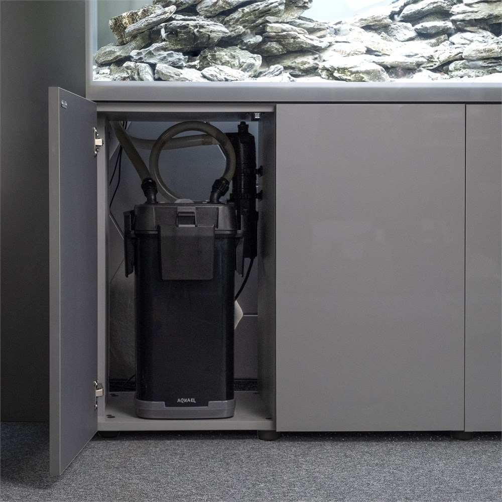 AQUAEL серая подставка для аквариума Glossy 120 - 120*40*73 прямая (ДСП), 3 дверцы (ДСП с накладками из акрила) 131433 - фото 33198