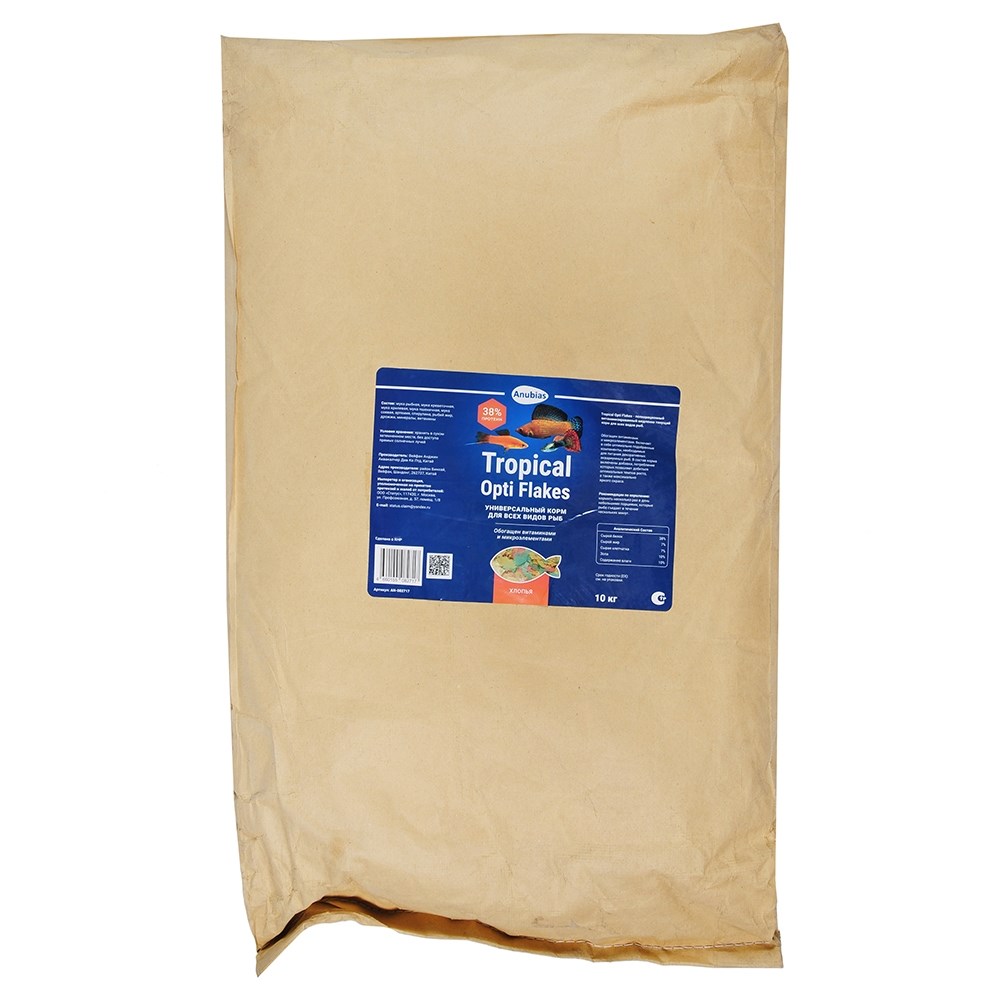 Anubias Tropical Opti Flakes - корм для всех видов рыб, хлопья, мешок 10кг AN-082717 - фото 33763