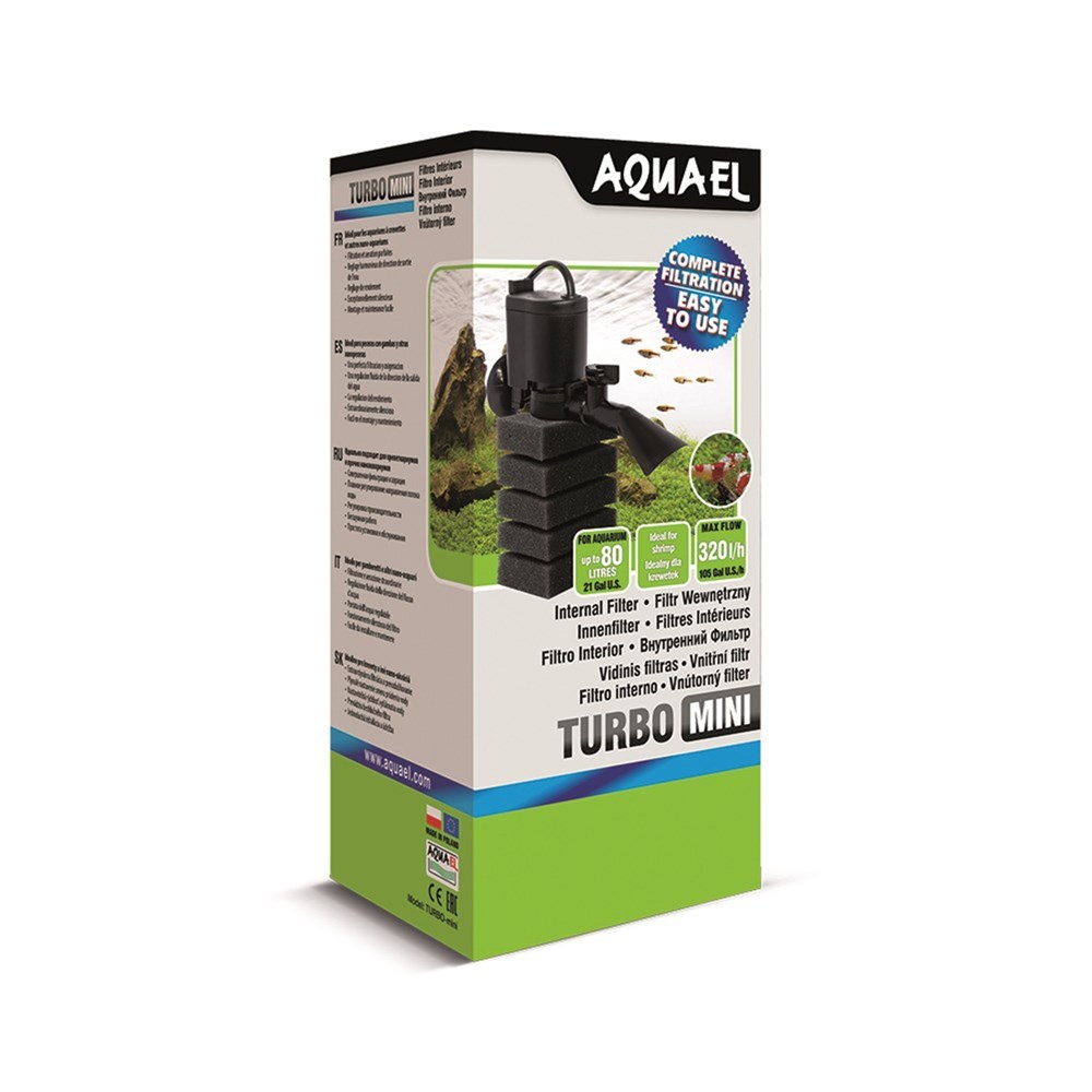AQUAEL Turbo Mini Filter - внутренний фильтр для аквариумов до 80 литров 130574 - фото 33778