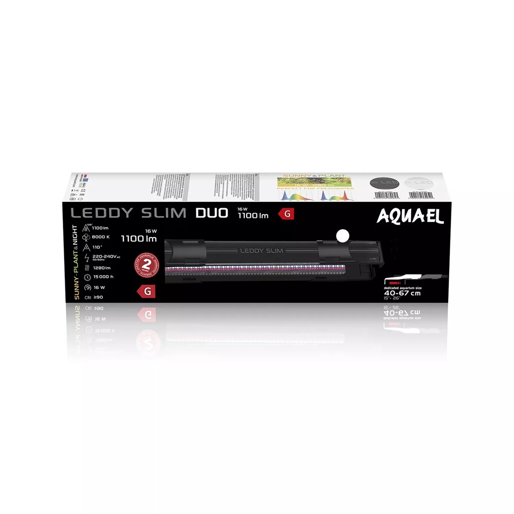 AQUAEL DUO LEDDY SLIM SUNNY/PLANT DAY&NIGHT 16 Вт - светильник для аквариума черный (40-67см) 124221 - фото 33823