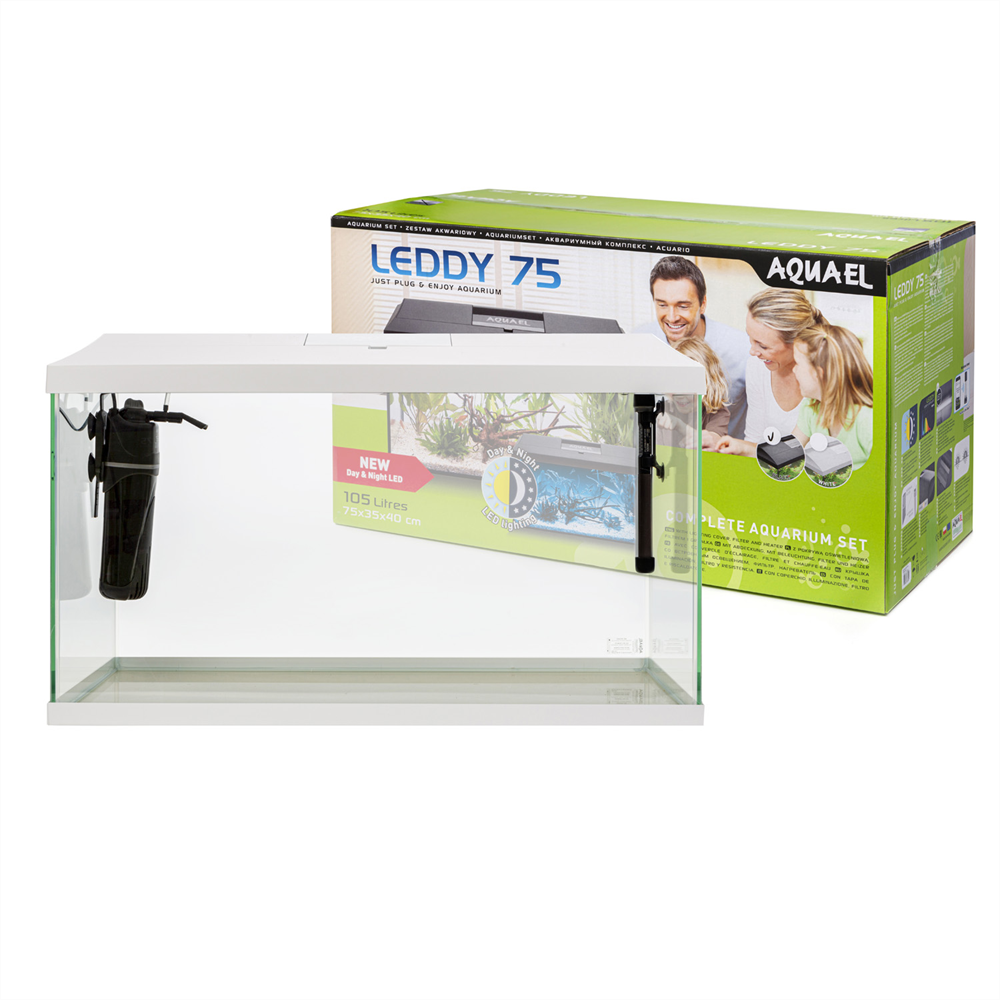 AQUAEL Leddy Plus Day&Night 75 - 105л аквариум белый, прямоугольный, с 2-режимным освещением день/ночь 124535 - фото 34130