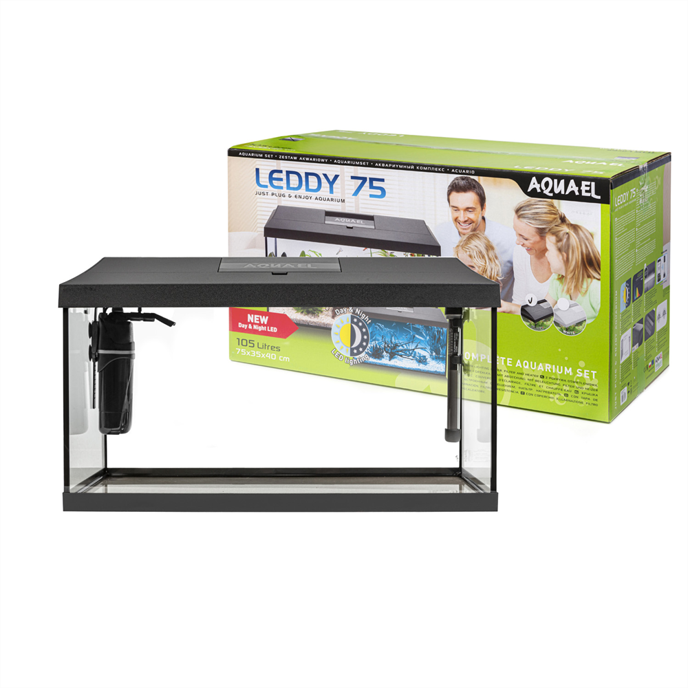AQUAEL Leddy Plus Day&Night 75 - 105л аквариум чёрный, прямоугольный, с 2-режимным освещением день/ночь 124534 - фото 34145