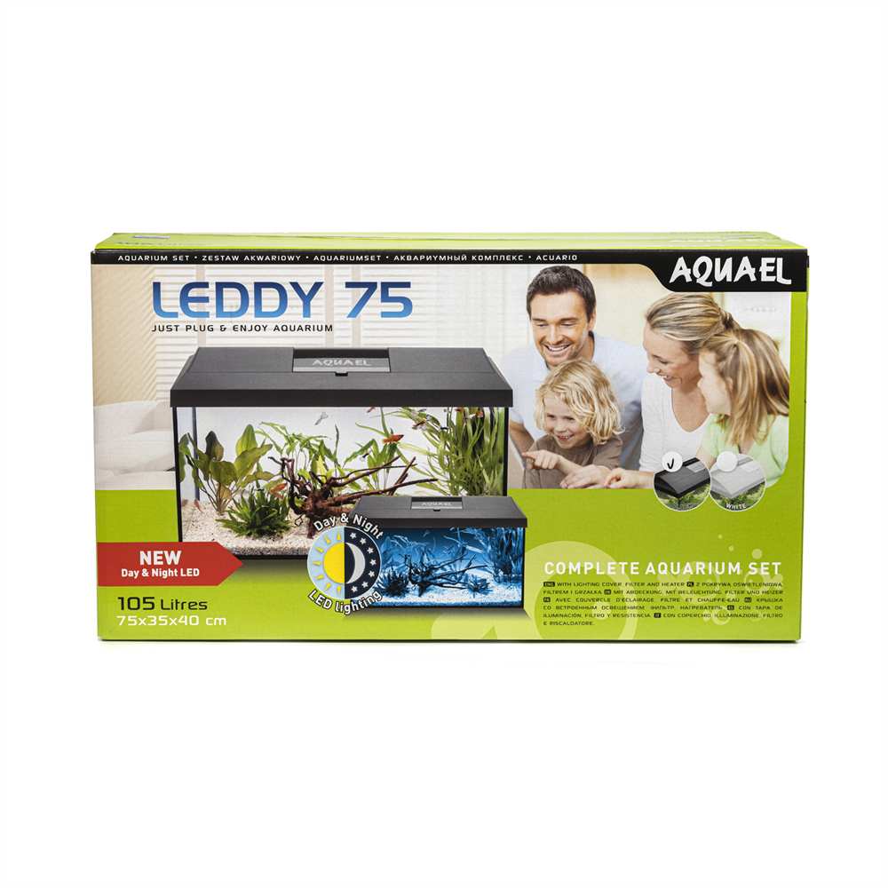 AQUAEL Leddy Plus Day&Night 75 - 105л аквариум чёрный, прямоугольный, с 2-режимным освещением день/ночь 124534 - фото 34157