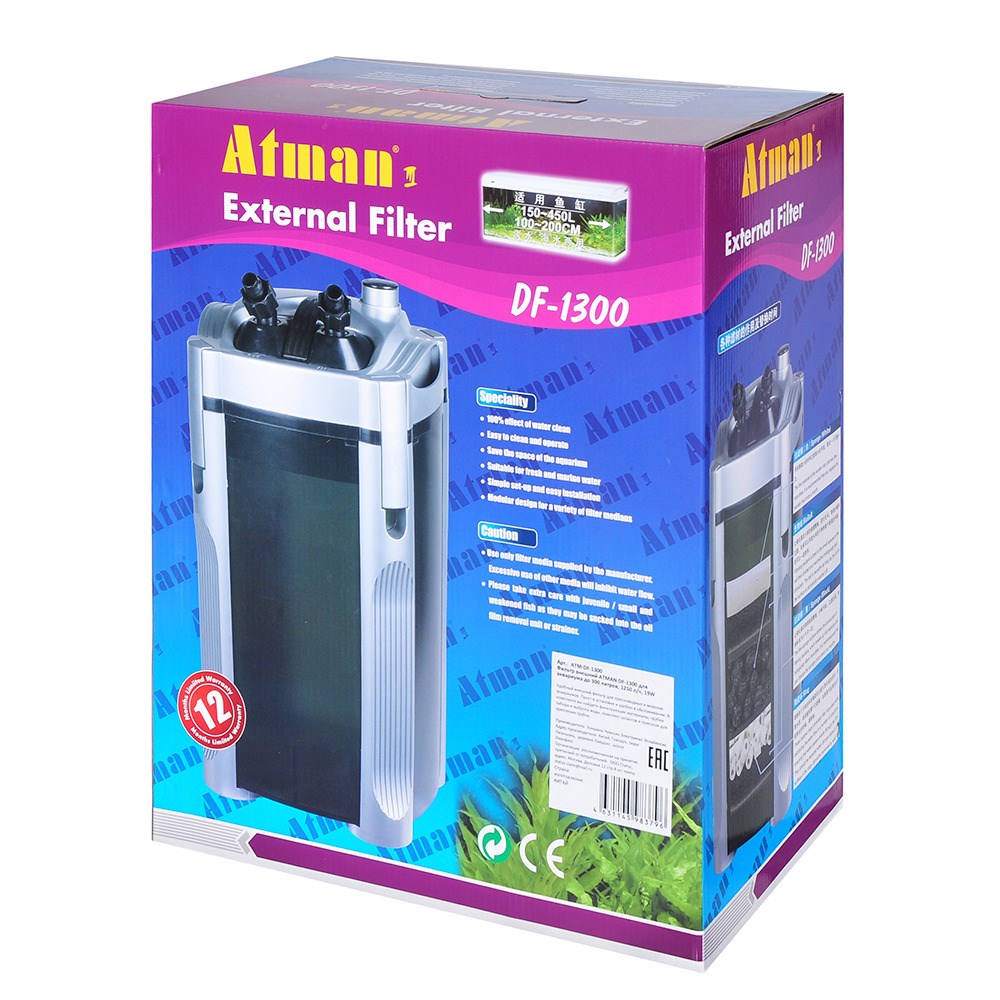 Atman DF-1300 - внешний фильтр для аквариума до 300 литров, 1250 л/ч, 19W ATM-DF-1300 - фото 35523