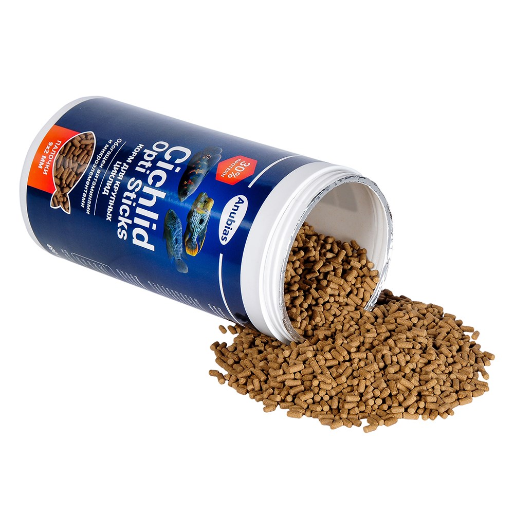 Anubias Cichlid Opti Sticks 1000 мл, 400 г - корм для цихлид,  палочки 9х2мм AN-087941 - фото 35585