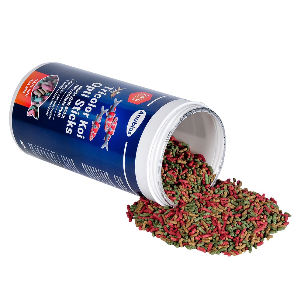 Anubias Tricolor Koi Opti Sticks - корм для кои и других прудовых рыб, палочки 9х2мм, 1000мл (400г) AN-088443 - фото 35646