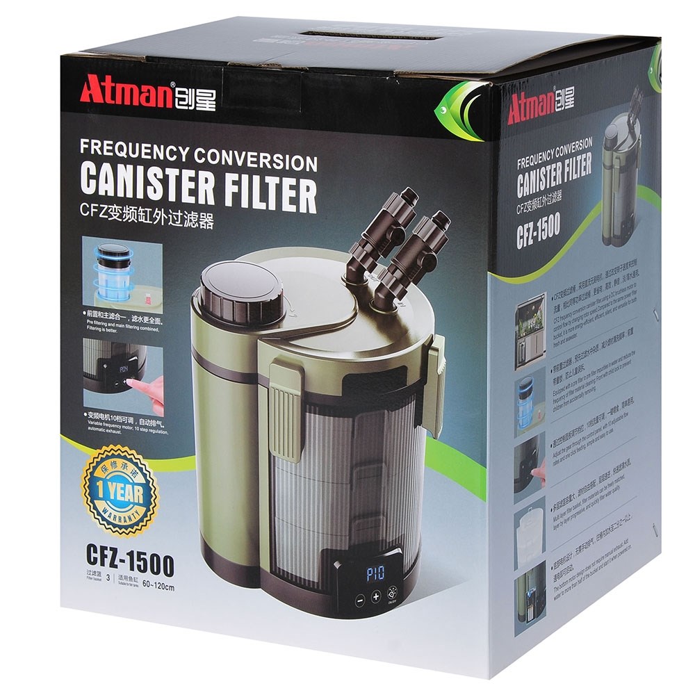 ATMAN CFZ-2000 - внешний фильтр с электронной регулировкой производительности для аквариумов до 400 литров, 450-1200 л/ч, 4-22 Вт, 5 корзины ATM-CFZ-2000 - фото 36016