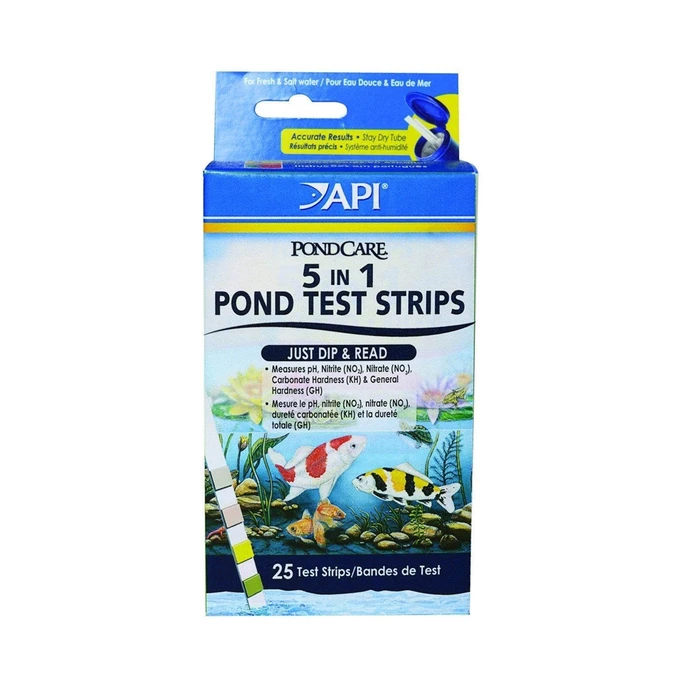API PC 5 in 1 Pond Test Strips (25 полосок) - Полоски 5 в 1 для экспресс-тестов прудовой воды A164F