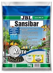JBL Sansibar RIVER - Декоративный грунт для аквариума, светлый, мелкий, с черными вкраплениями, 5 кг. 282.6705800