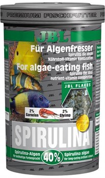 JBL Spirulina 250 мл. (38 г.) - Корм класса премиум с высоким содержанием спирулины в форме хлопьев для растительноядных в пресном и морском аквариуме 282.3000100 - фото 20124