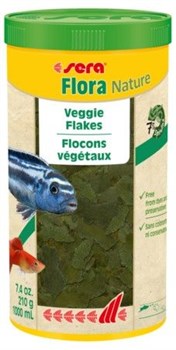 sera Flora Nature 1 л (210 г) - корм для рыб в хлопьях - фото 20870