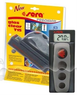 sera Glas Clear T15 - магнитный скребок + электронный термометр - для стёкол до 15 мм - фото 20908
