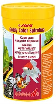 sera Goldy color spirulina 250 мл - корм для золотых рыбок со спирулиной - фото 20918